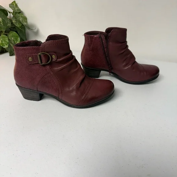 Easy Street Ankle Booties - Deep Red - Picture 3 of 7